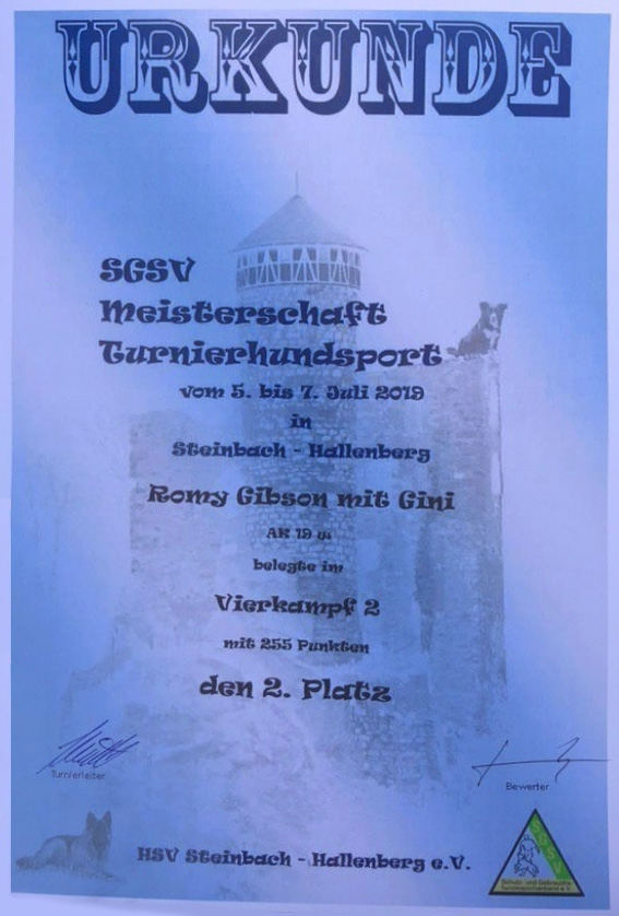 SGSV Meisterschaft Turnierhundesport in Steinbach-Hallenberg 05.07.2019-07.07.2019